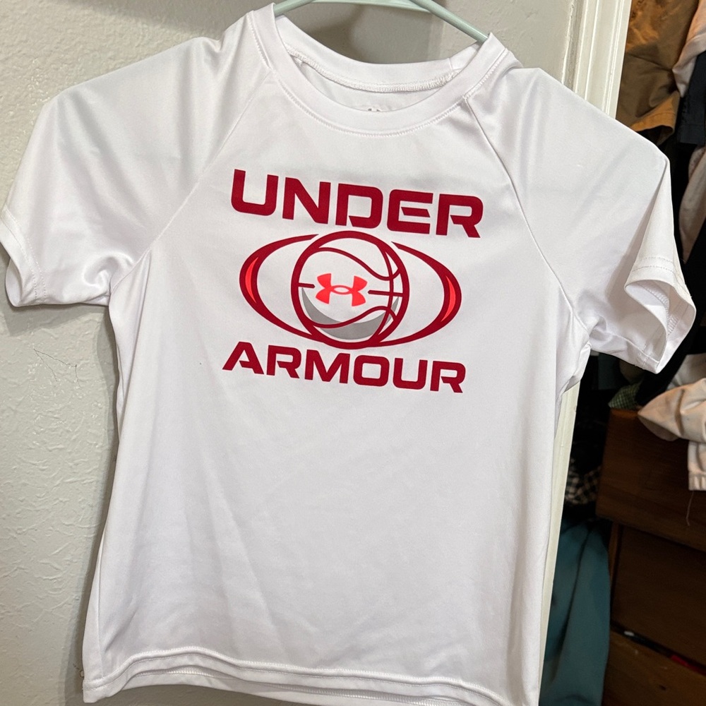 Under Armour White Tee with Red Graphic